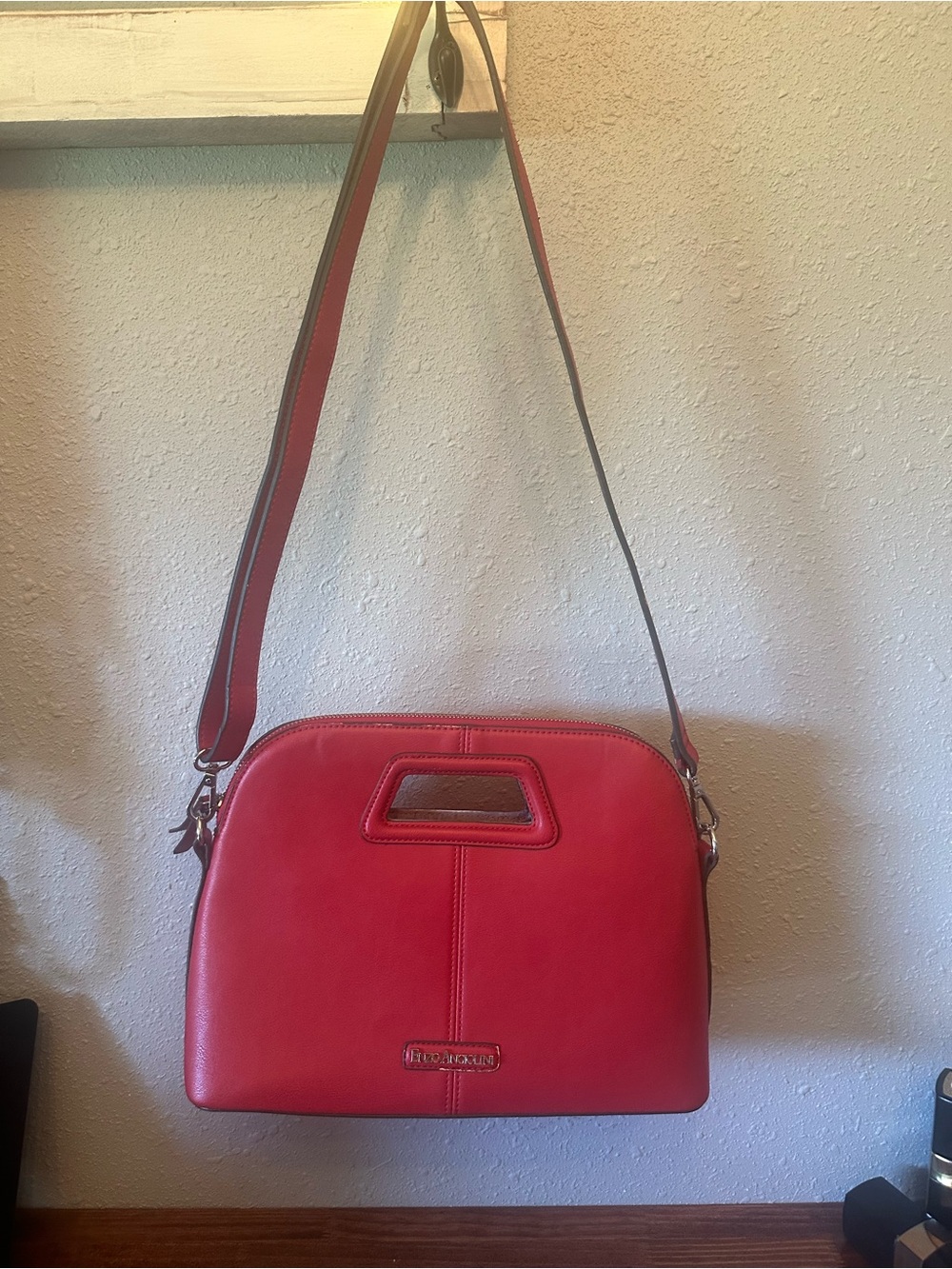 Enzo Angiolini Red Leather Crossbody Bag
